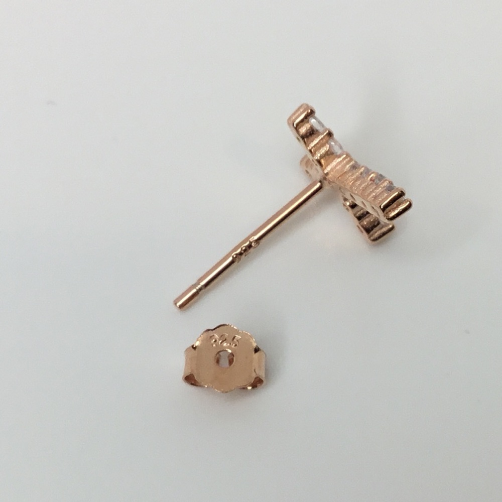 Rose GP/Sterling Silver Cz Cross Post Earrings - Picture 11 of 16